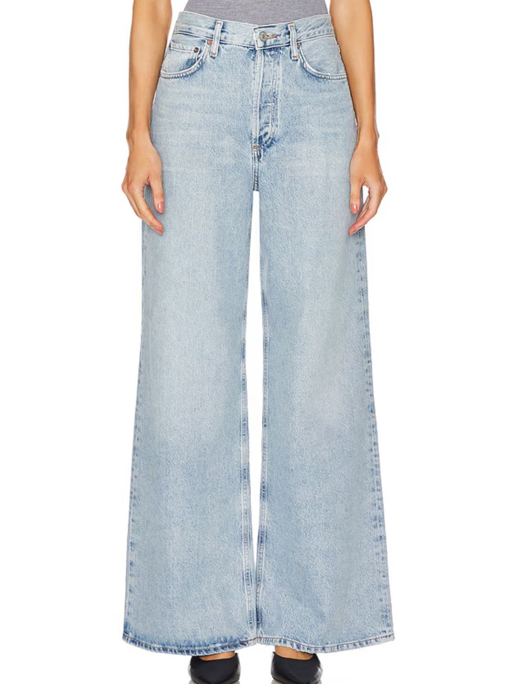 NWT Agolde Dame High Rise Wide Leg Denim - Conflict, Size 24